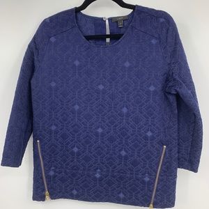 J.Crew womens 2 top blouse Matelasse Zip Vivid Ink